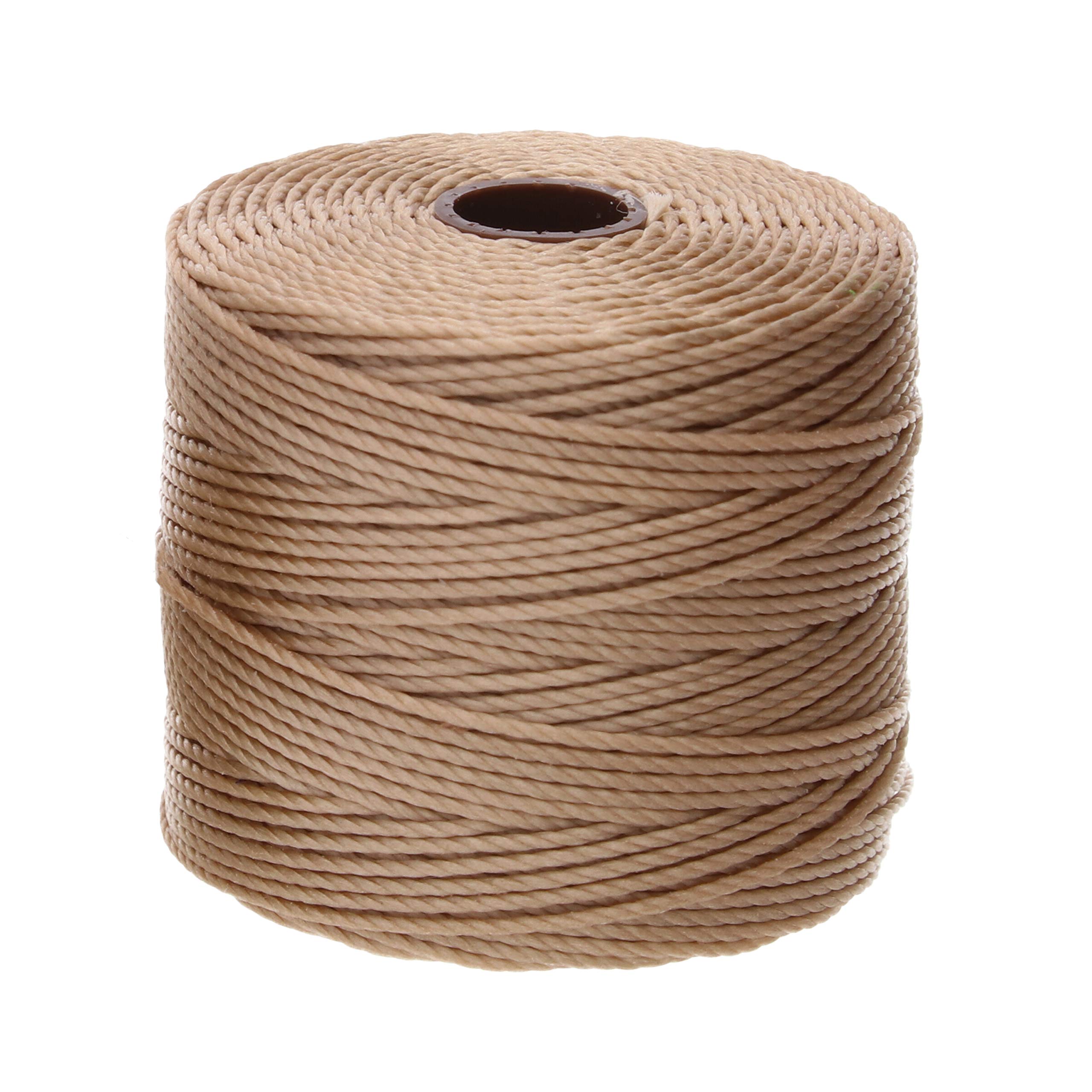 The Beadsmith S-Lon #18 Nylon Cord – TEX210, 5mm Diameter, 3-Ply Twisted & Bonded, 77 Yard Spool – Light Brown Color – for Stringing, Beading, Crochet, Micro-Macrame Jewelry & Kumihimo Projects