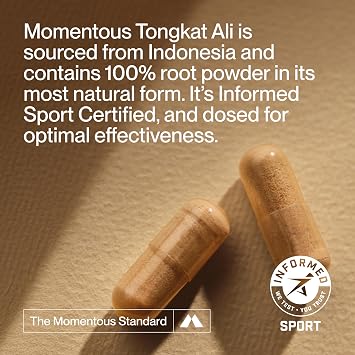 Momentous Tongkat Ali Supplement - Longjack Root Extract Powder for Men & Women - Supports Hormone Balance, Performance, Mood - Natural Wellness - Informed Sport Certified - 400 mg - 30 Servings