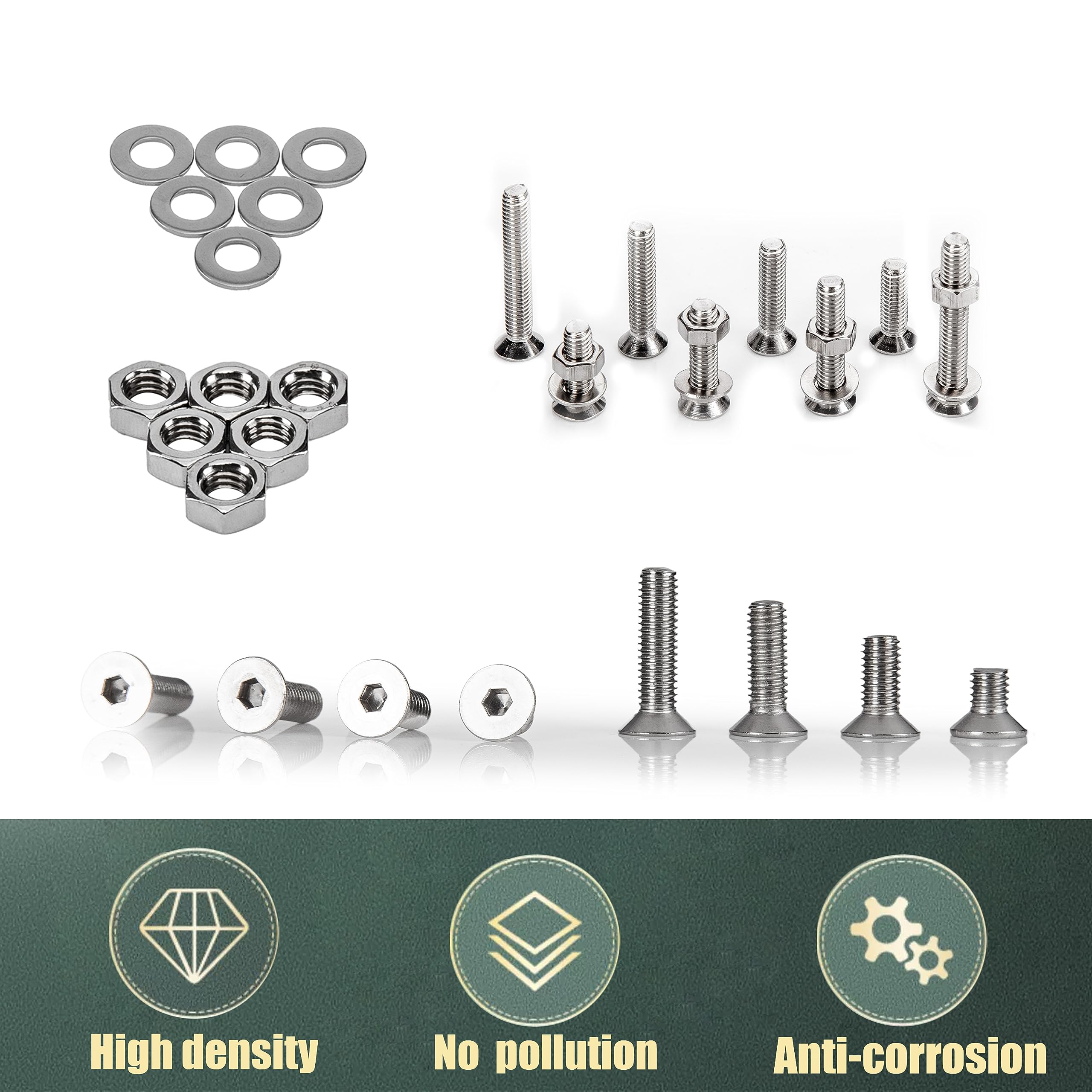 KOXXIAMOQ 1065 Pcs M2 M3 M4 M5 Countersunk Hex Socket Cap Head Machine Screws Bolts and Nuts and Washers Set - Image 4