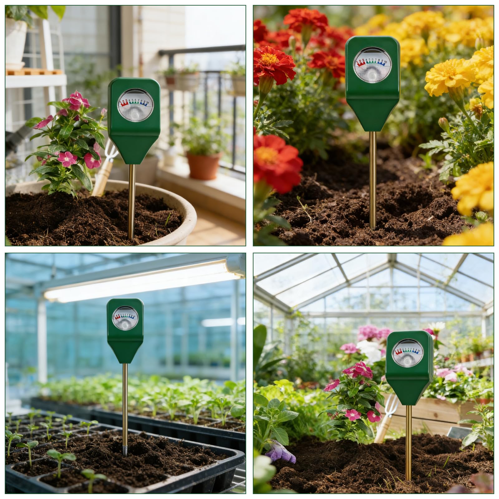 GBKDQQ 4 unidades medidor de humedad para plantas, medidor de humedad del suelo, sin pilas, higrómetro para jardín y agricultura, probador de suelo, indicador de riego