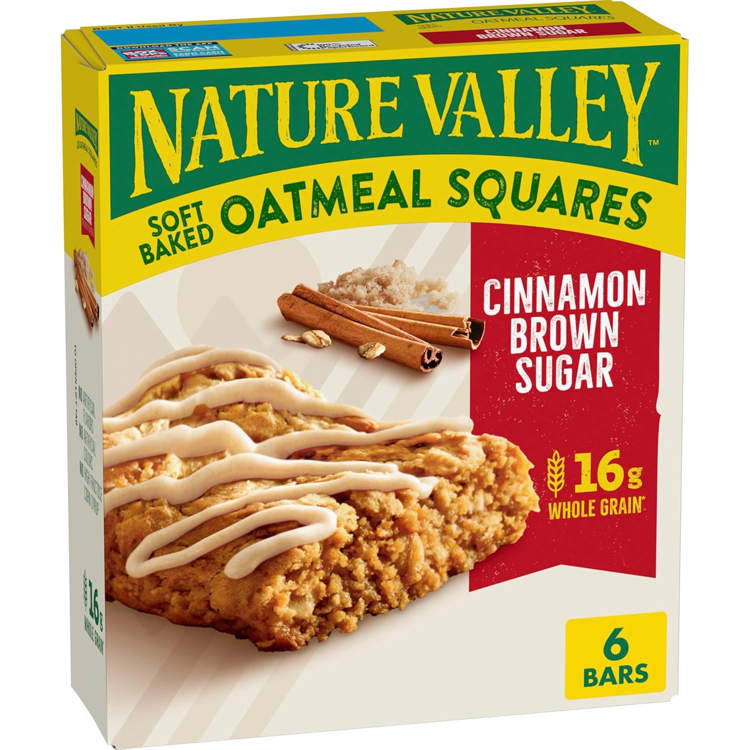 Nature Valley Soft-Baked Oatmeal Squares, Cinnamon Brown Sugar, 6 ct, 7.44 OZ