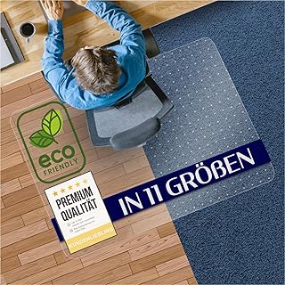 Bodenschutzmatte aus PET - transparente Schutzmatte für Teppichböden - 100% recyclebar - nachhaltige Bürostuhlmatte - vielseitige Unterlage als Bodenschutz für Büro und Zuhause - 75x120 cm