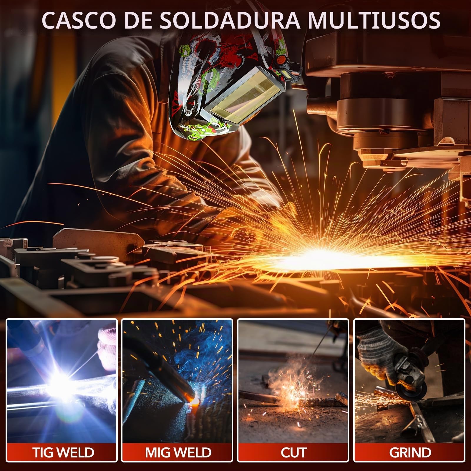TRQWH - Máscara de soldadura LED con luz solar, gran visión, 4 sensores de arco, sombra 4/5-9/9-13