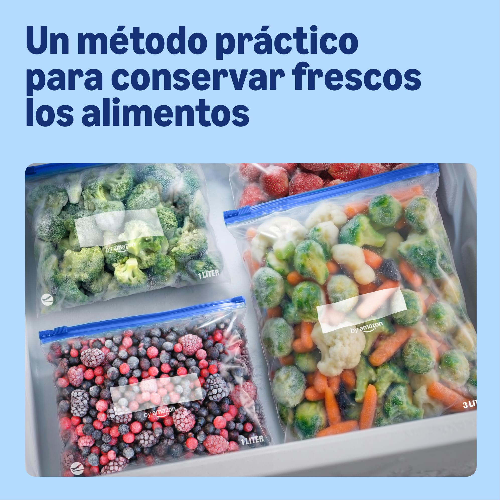 by Amazon - Bolsas de congelación con cierre deslizante Cremallera, (1 litro, 20 unidades)