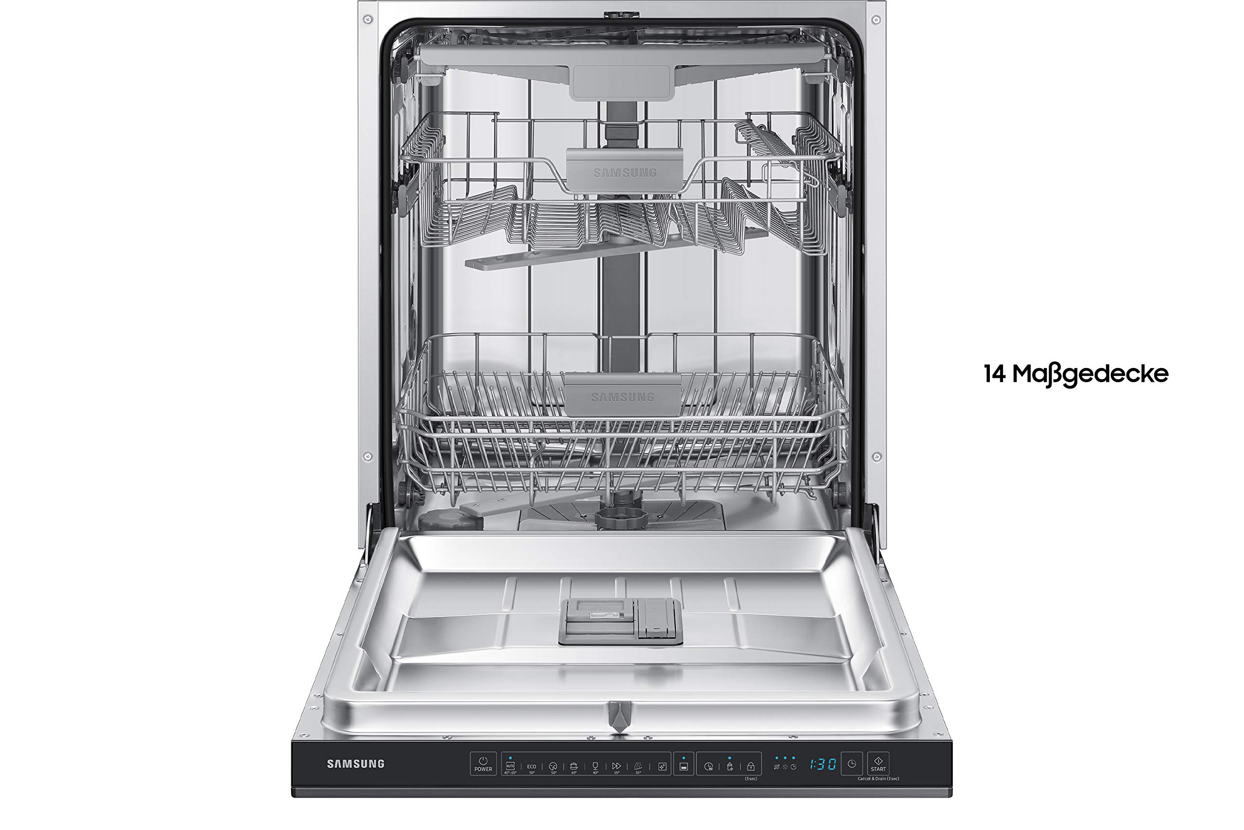 Samsung DW60R7050US/EG Teilintegrierter Einbau-Geschirrspüler, Breite 59,8 cm, 14 Maßgedecke, Automatische Türöffnung, Leise-Funktion, Hygiene-Funktion, Edelstahl