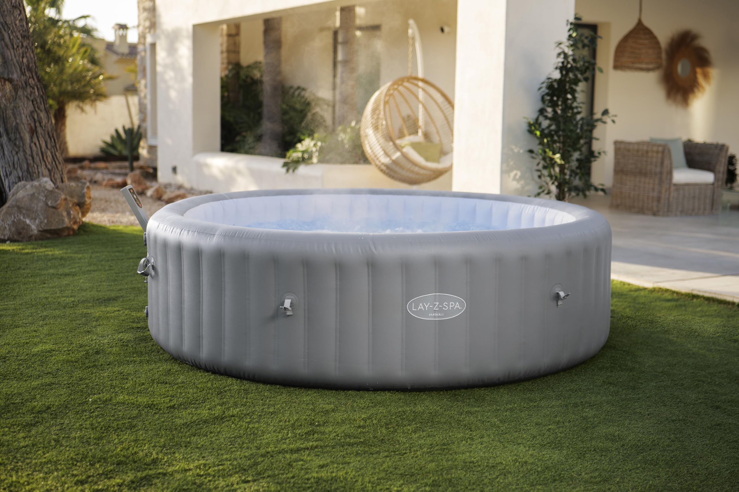 Bestway 93"x28"-2,36 mx71 cm Hawaii MaxHold EnergySense UltraFit Smart AirJet 8 Gris Rond