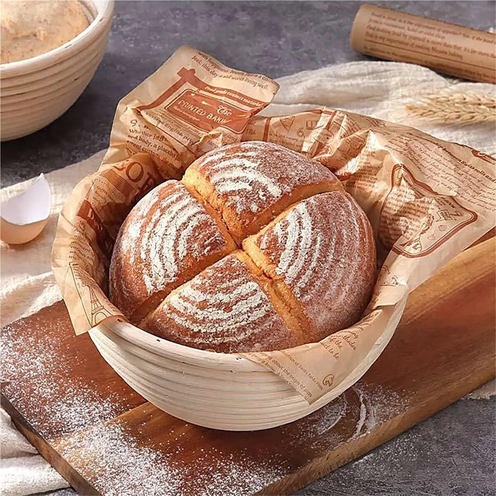 Cesta de fermentación masa, cestas a prueba pan, cesta mimbre Natural for panaderos caseros, 1 ud Para Hornear Pan