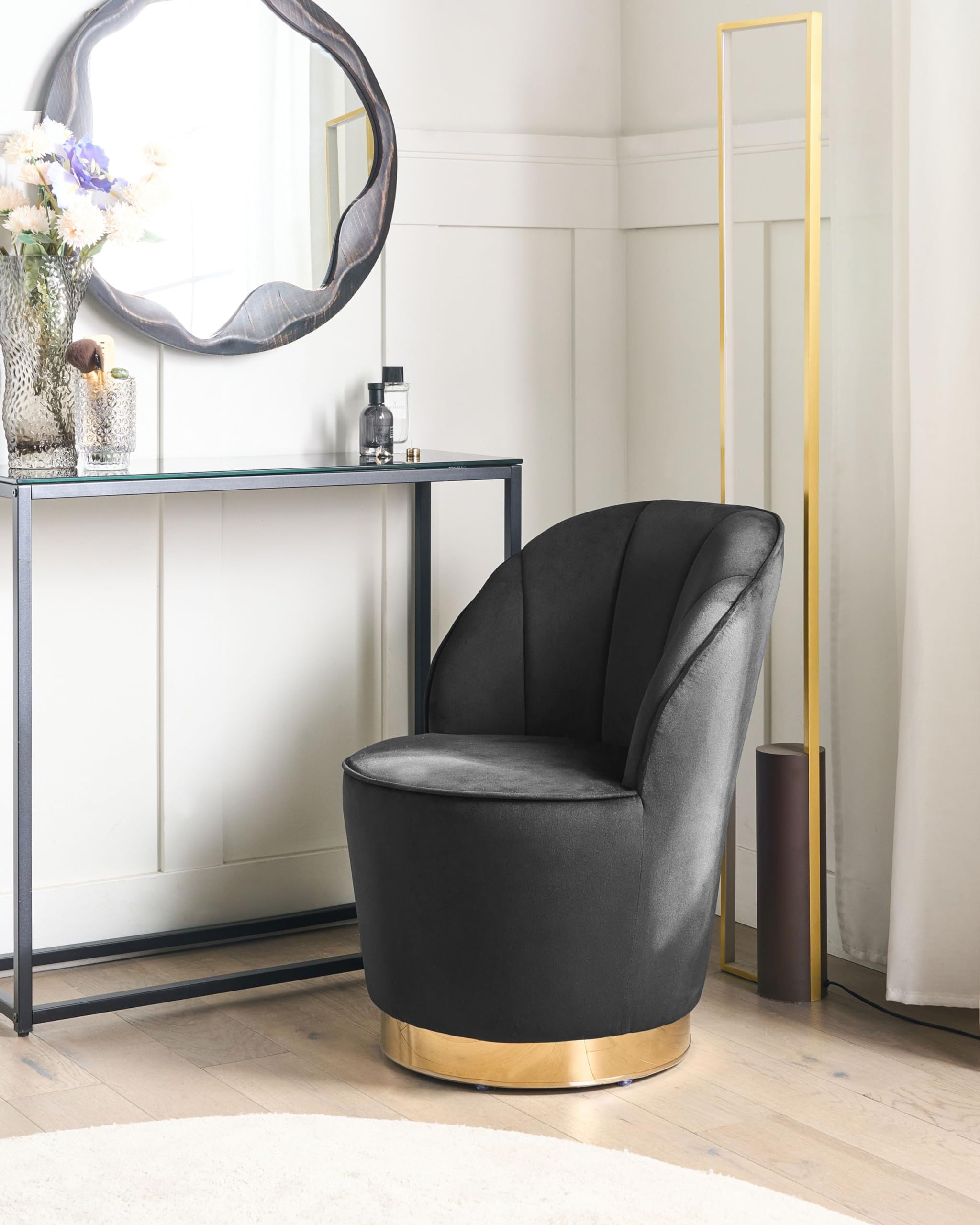 Beliani Trendy Sessel samtige Polsterbezug schwarz Alby