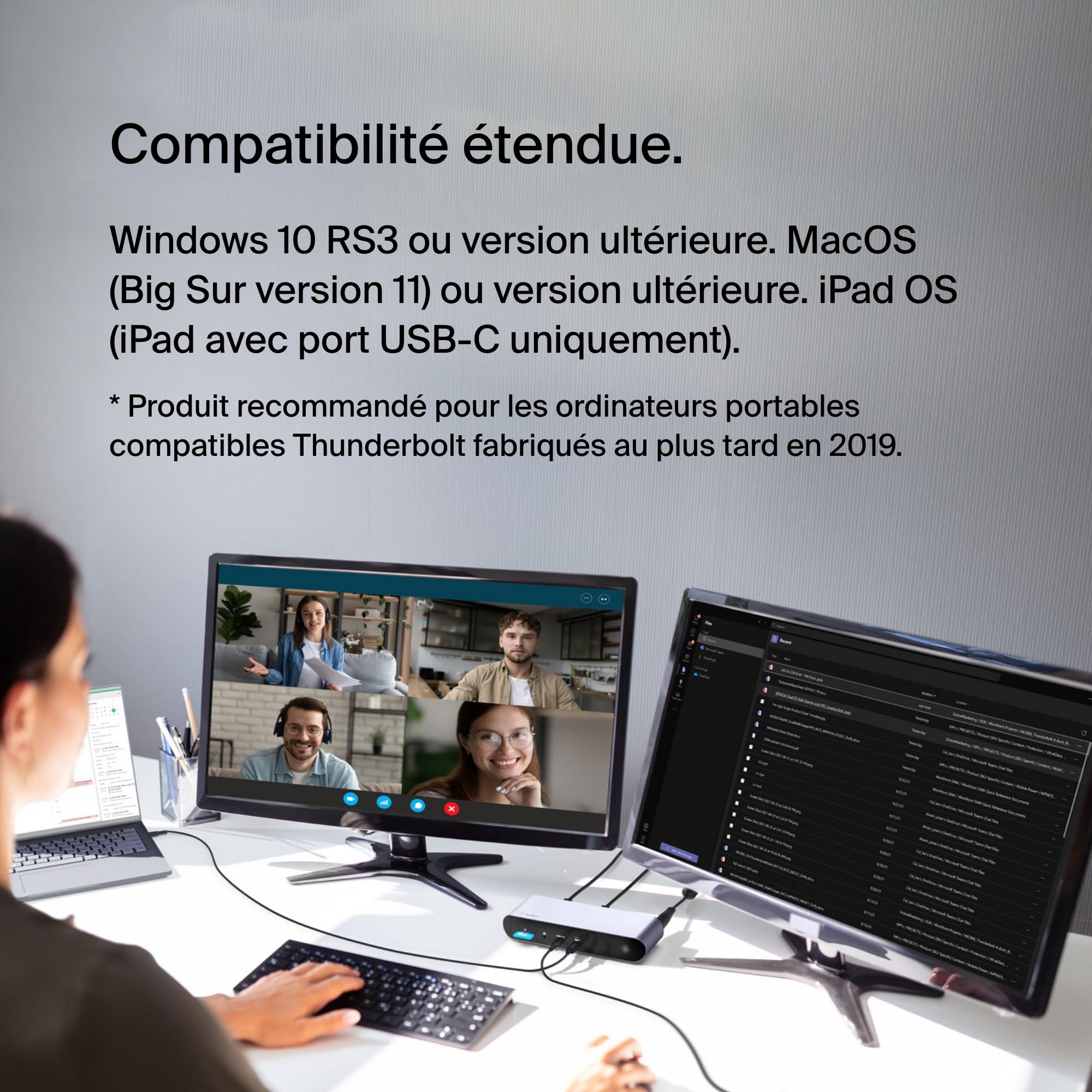 Belkin Station d’Accueil , Affichage Simple 8K à 60 Hz, Compatible Double Affichage 4K, 2 Ports Thunderbolt 4 Dock Pro, 2 Ports HDMI, PD 90 W, entrée/Sortie Audio, MacBook Pro, XPS, etc.