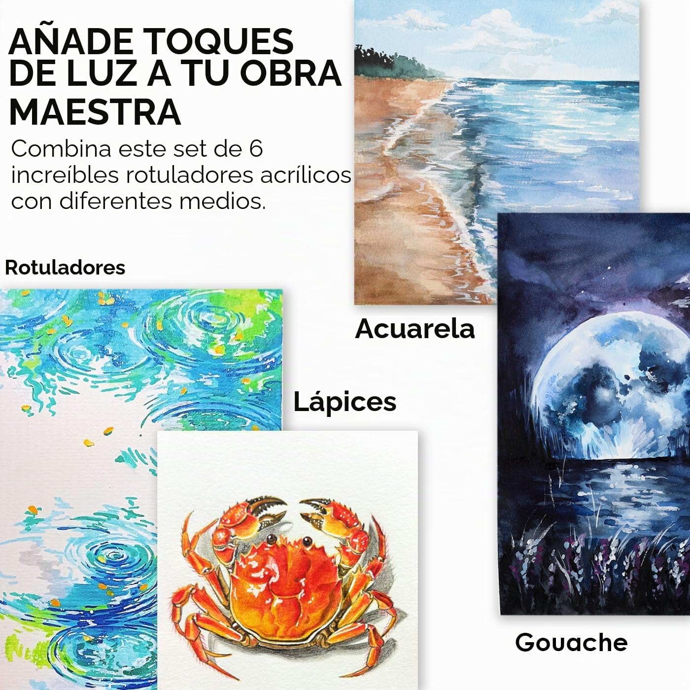Grabie Juego de rotuladores acrílicos (6 Blanco)