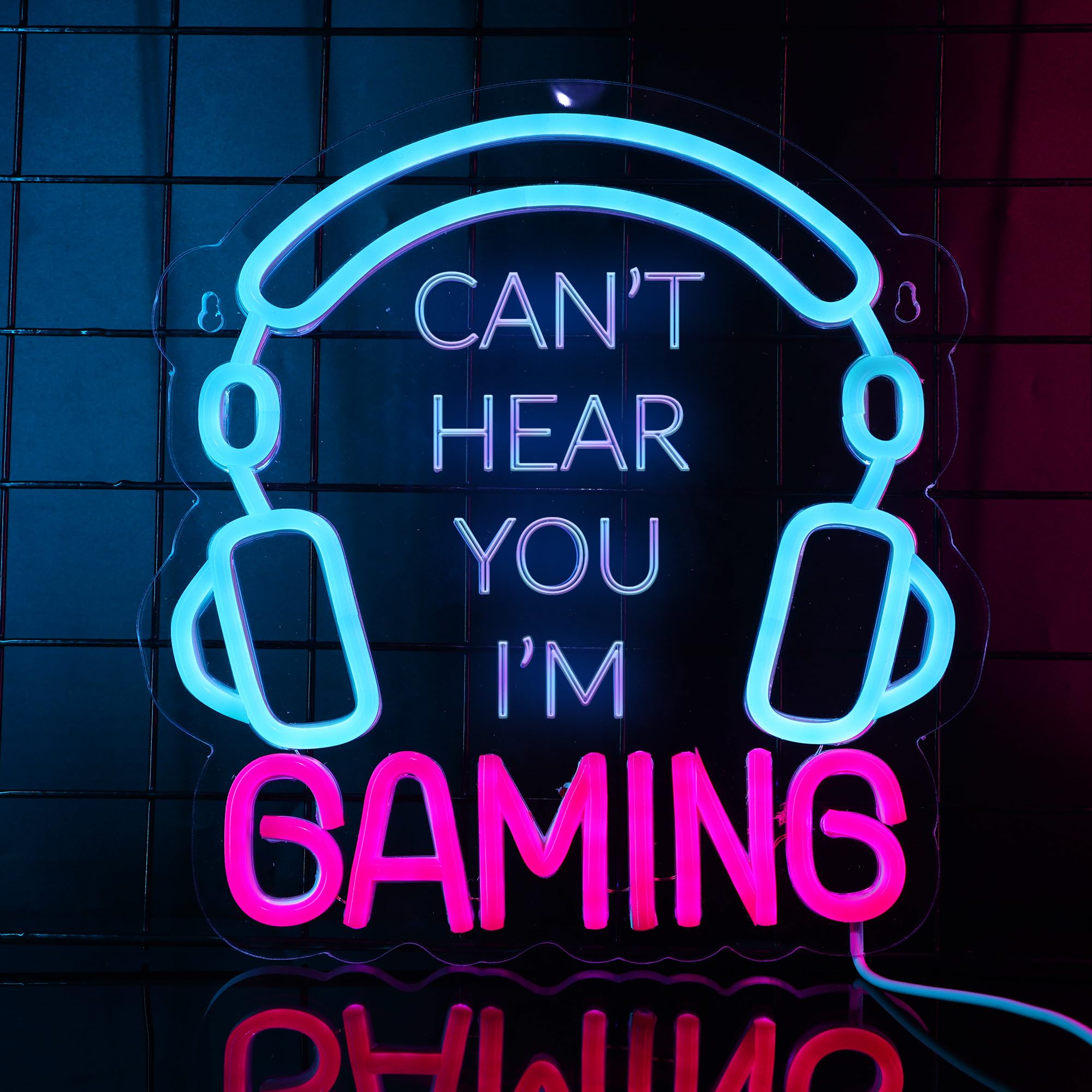 Luce Notturna 3D Gamer 'Can't Hear You I'm Gaming' Con Cuffie E Gamepad – 16 Colori Con Telecomando E Mini Lampada USB Inclusa