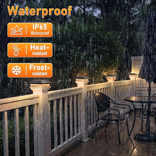 Miniatura 5 de Viewsun Paquete de 2 luces solares para postes de puerta, tapa de alimentación solar para valla al aire libre con 4 modos de iluminación, luz