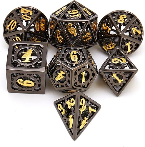 Juego de dados de metal D&D, dados de metal DND7 piezas de Dungeons and Dragons, adecuados para juegos de rol como Pathfinder RPG Shadow Run DND