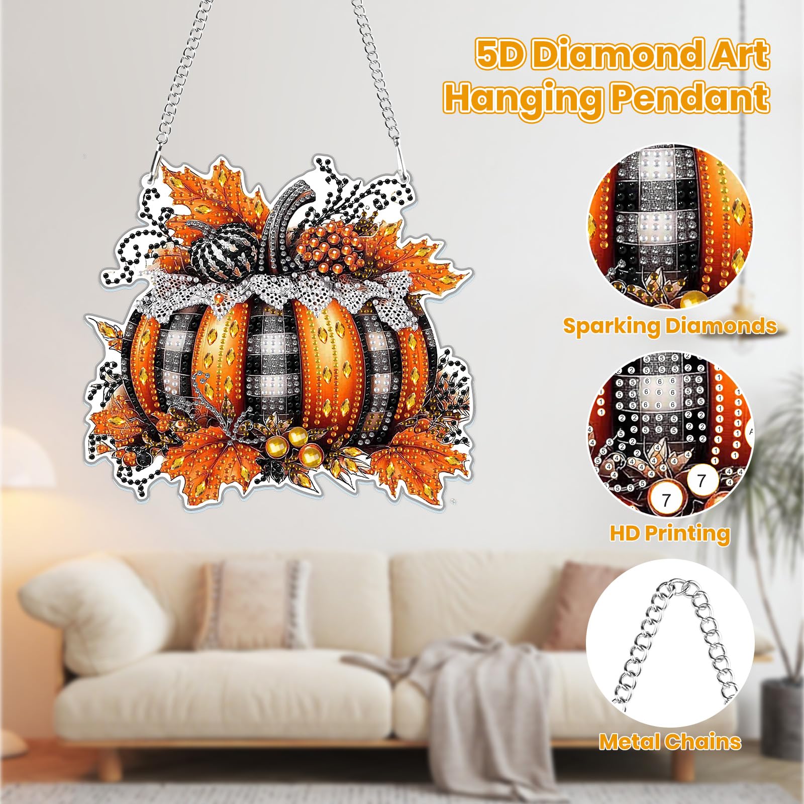 MOGTAA Autumn Diamond Art Hanging Ornaments with Chain - Image 2