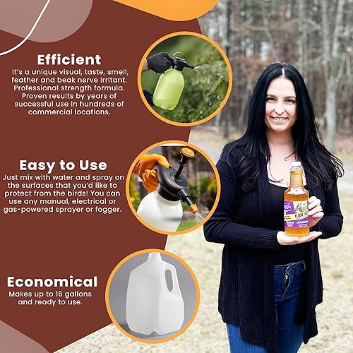 Miniatura 5 de Concentrado en aerosol repelente de pájaros solución residencial para problemas de aves por flock Free concentrado de 32 onzas hace hasta 16 galones