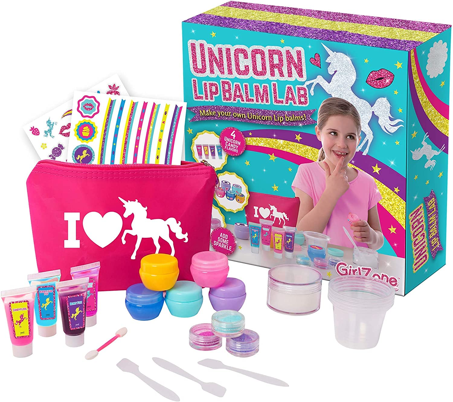 GirlZone Unicorn Lip Gloss Kit Make Your Own Lip Balm Fun Girls Lip