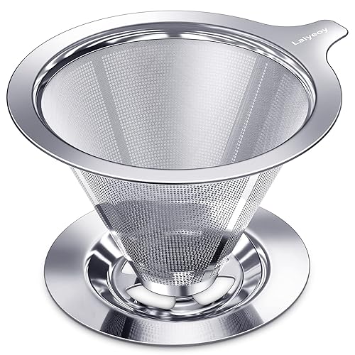 Laiyeoy Pour Over Coffee Dripper, Slow Drip Paperless Coffee Filter,