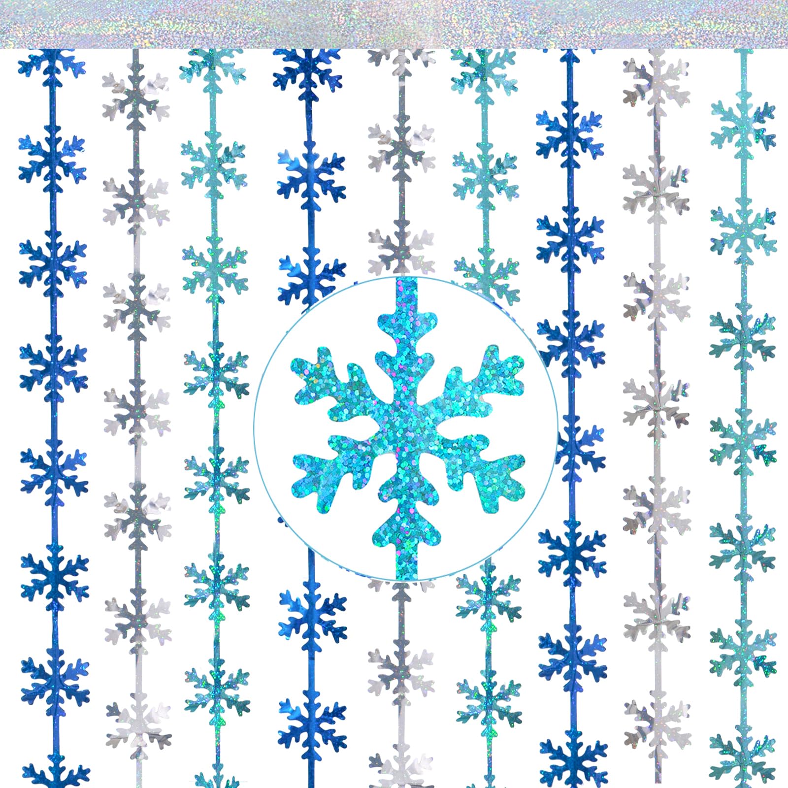 G2PLUS 2PCS Snowflake Foil Curtains, 1m x 2m Glitter Tinsel Curtain