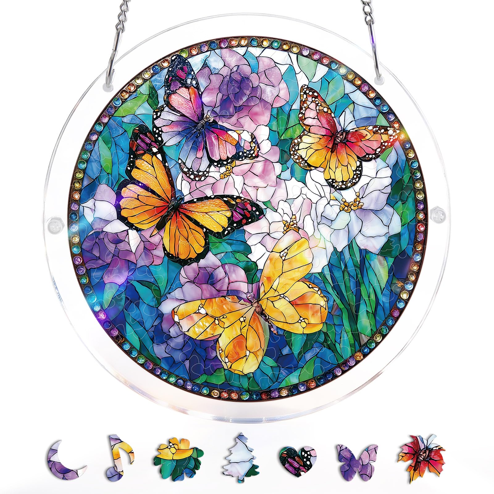 Acrylic Puzzle Window Hanging, Colorful Starry Moon Cat Sun Catchers Panel SunCatchers 83 Pieces Puzzles Decor for Birthday Women, Men, Wife, Aunt, and Mom 7.36 in — view 13