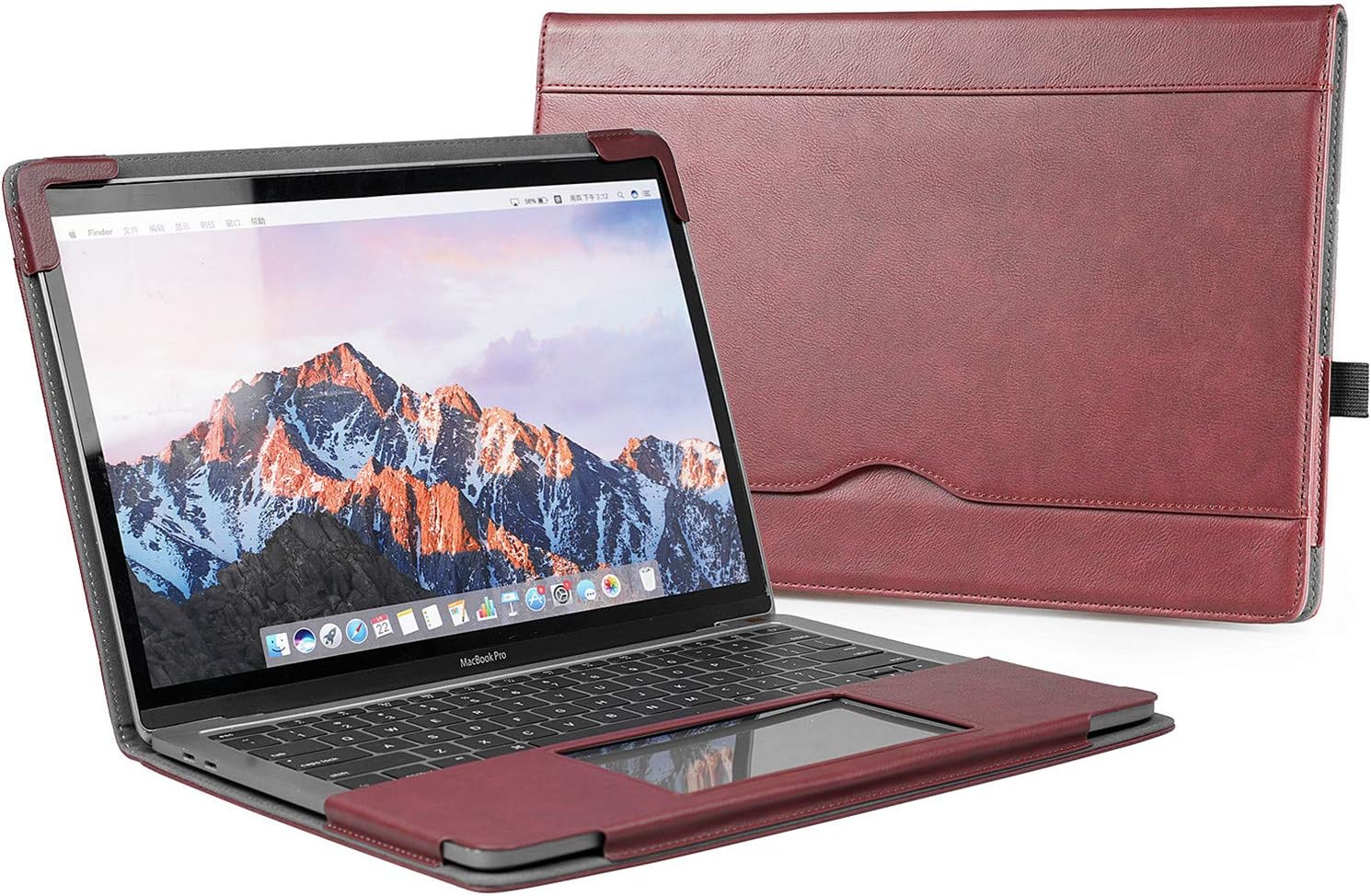 TYTX Compatible with MacBook Air Leather Case 13.3 Inch 2010-2017 (A1466 A1369) Laptop Sleeve Protective Folio Book Cover (Old MacBook air 13.3", Wine Red)