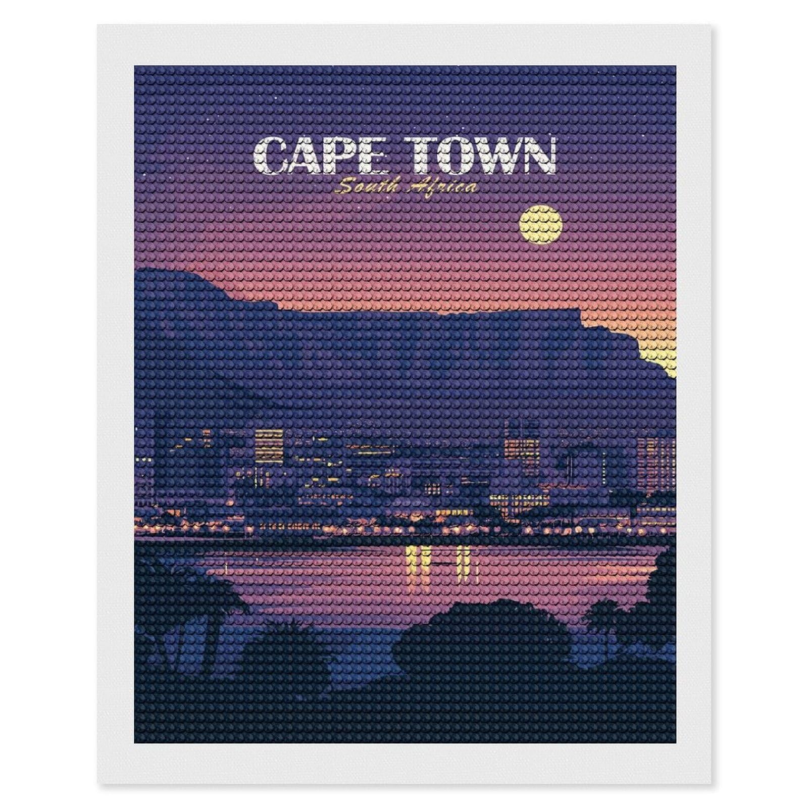 Junmoney Cape Town South Africa Cityscape Diamond Painting Set 16"x20", for Beginners, Modern Decor, Simple to Start, Gift Idea, Pleasing Wall Art Project