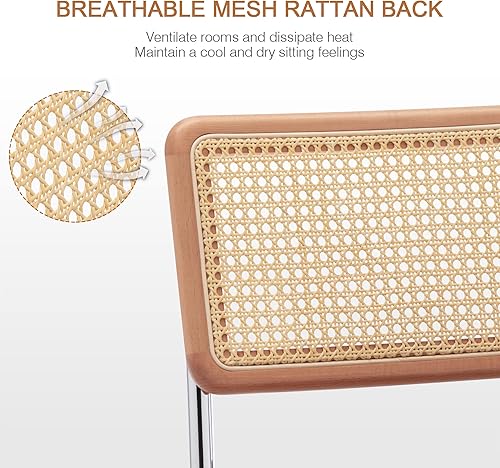 Miniatura 3 de Zesthouse Silla moderna de oficina en casa con respaldo de ratán, sillas de tocador para niñas y mujeres, silla giratoria tapizada para dormitorio,