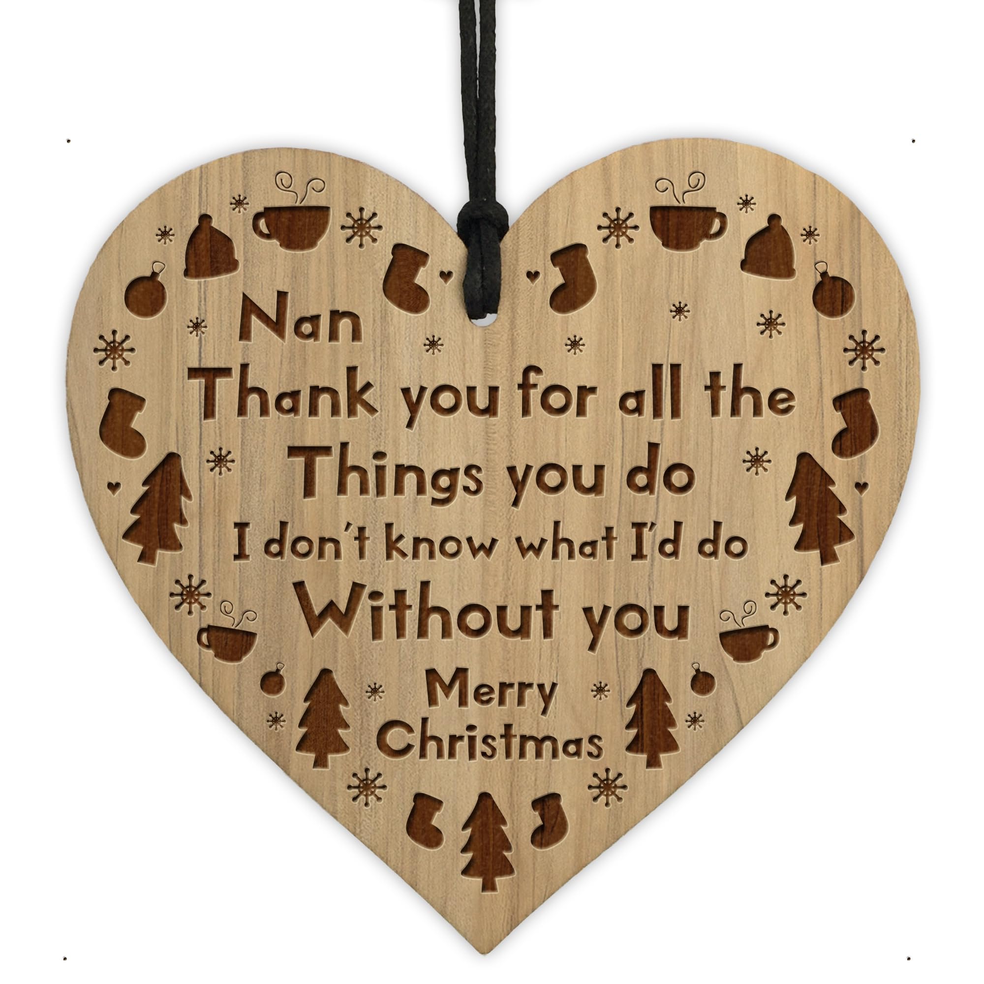 Red Ocean Christmas Nan Gifts Hanging Wooden Tree Decoration Gift From Grandchildren