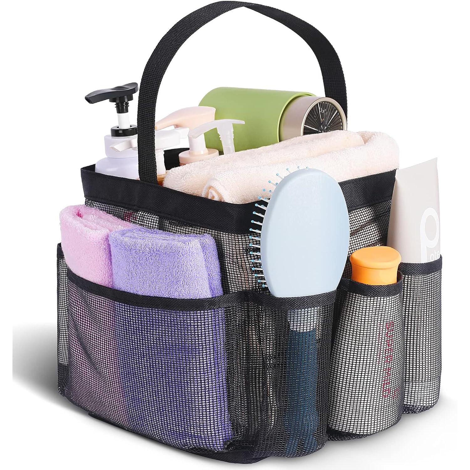 Mesh Shower Caddy Portable Large-Capacity Shower Basket with 8 Pockets Quick Dry Toiletry Tote Bag for Women Outdoor