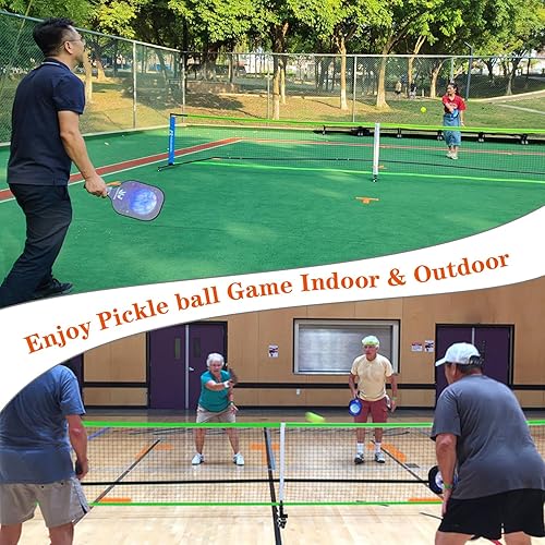Miniatura 7 de Hoverphenix Pickleball Set with Net for Driveway Portable Regulation Size Pickleball Net System with Paddle Set of 4, Outdoor Pickleballs, Carry