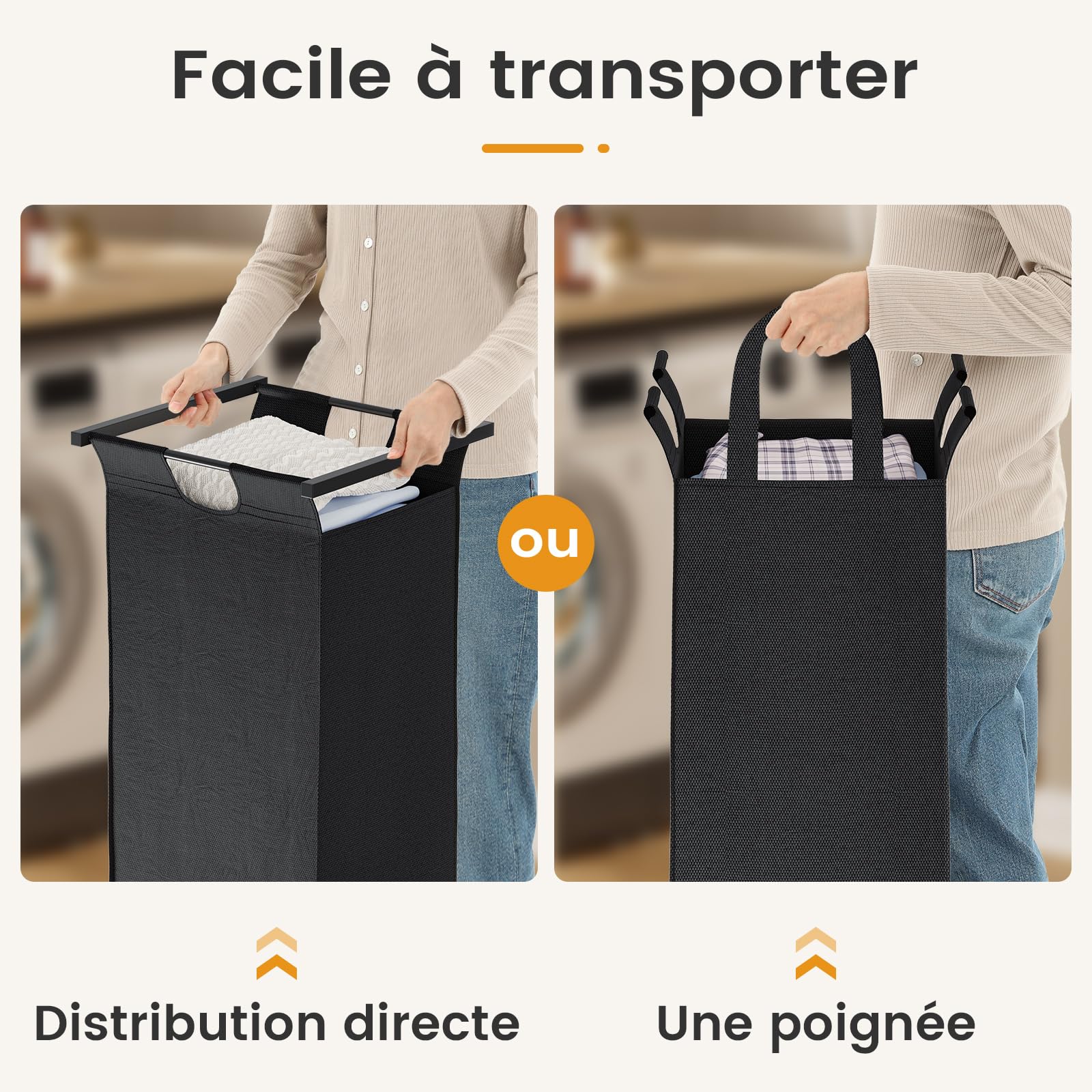 KIMENICH Panier à Linge 2 Compartiments, Corbeille à Linge Sale à