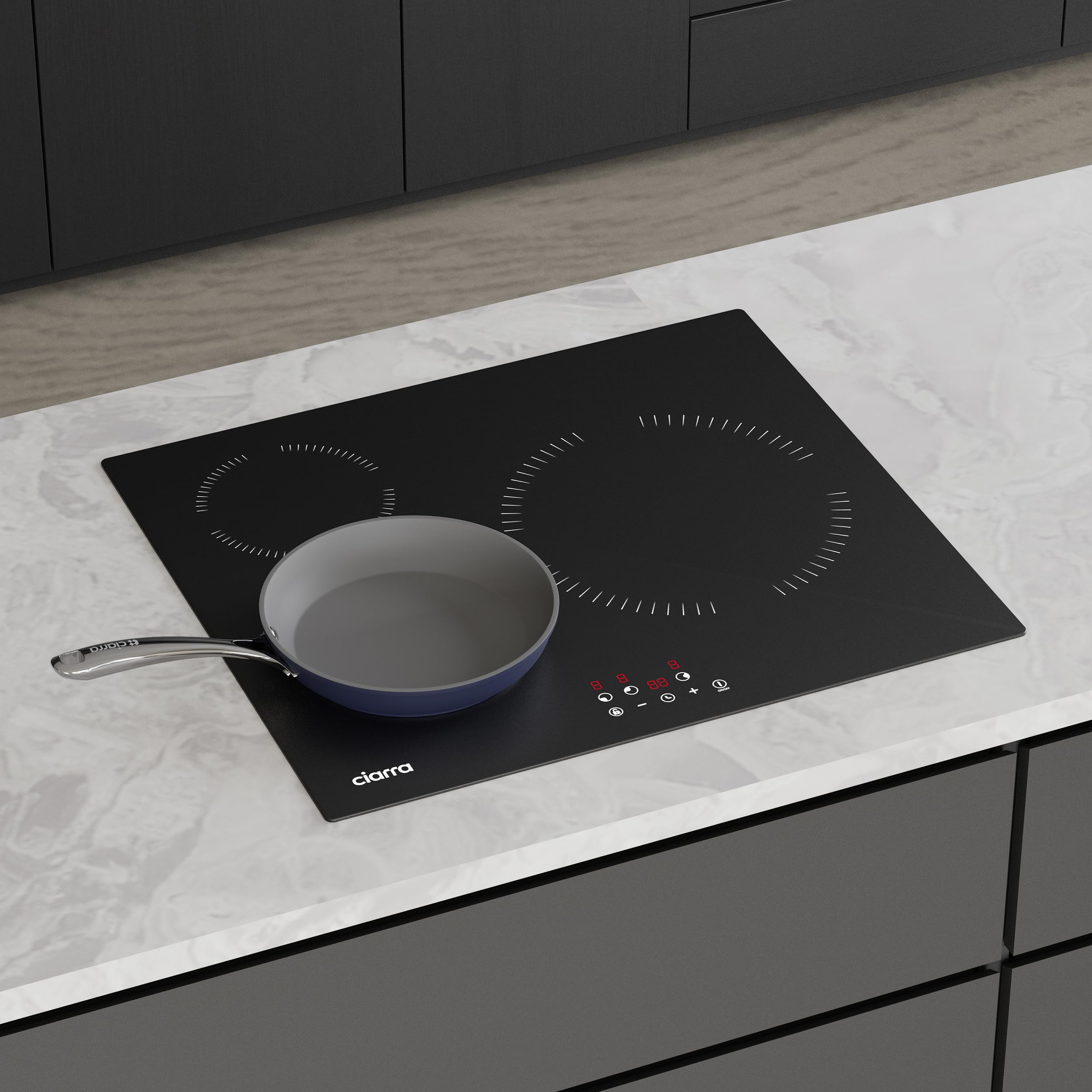 Ciarra Placa Induccion 3 Zonas 60cm 5600W, Zona Gigante de 28cm, CABBIH3-A | Limitador de Potencia, Control Táctil, Temporizador, Bloqueo Infantil, Ideal para la Cocina Familiar Diaria