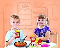 Vista 5 de IQ Toys Juego de fiesta de pizza, juego completo de corte y servicio de pizza de simulación, 19 piezas