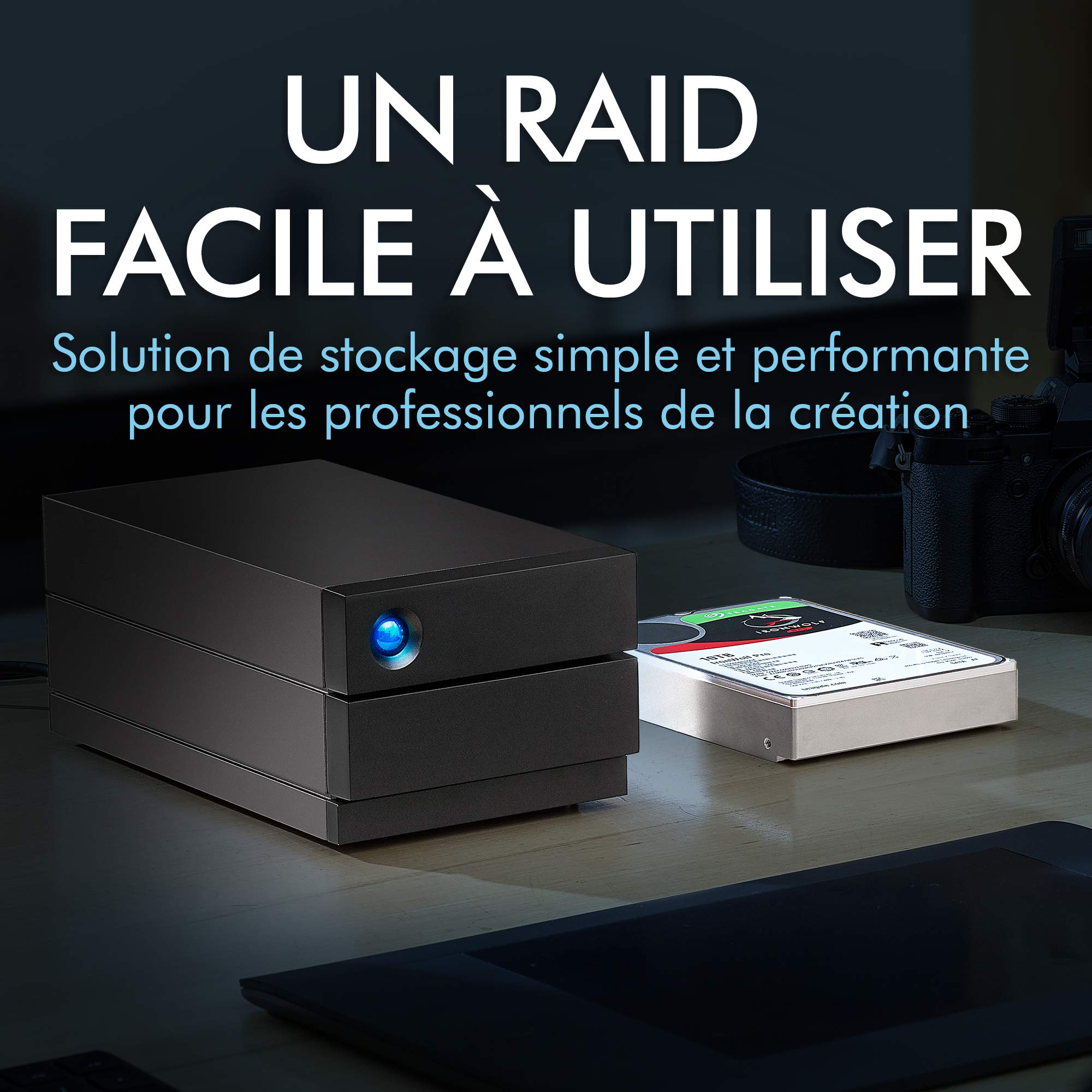LaCie 2big RAID, 8To, disque dur externe de bureau HDD, Thunderbolt 3 USB-C, 7 200 tr/min, disques d'entreprise, pour Mac et PC, Data Rescue Service (STHJ8000800)