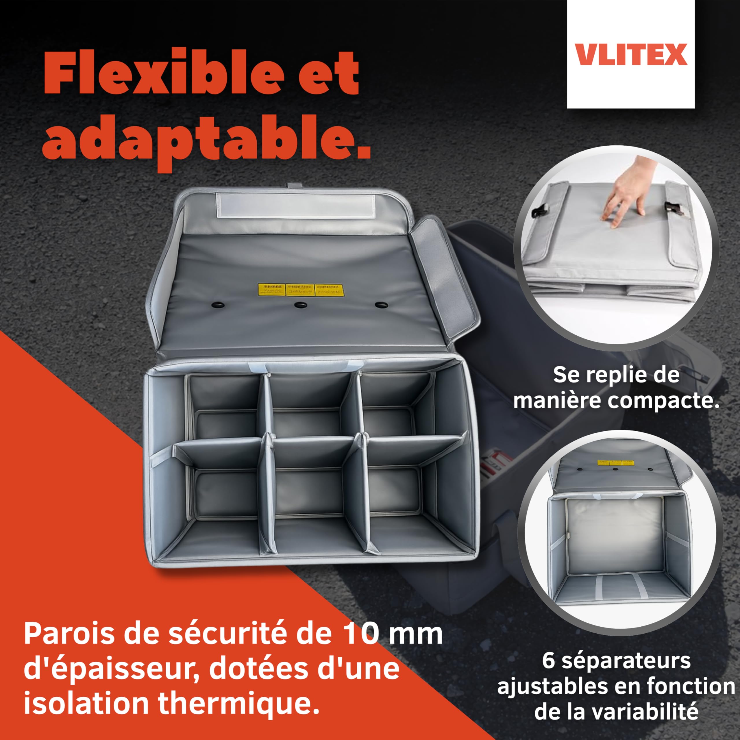 VLITEX Sac pour Batteries LiPo XL | Qualité supérieure | Tissu ignifuge | Sac de sécurité et protection pour stockage, charge, transport | Réduction des risques d’explosion | Lipo Safe Bag