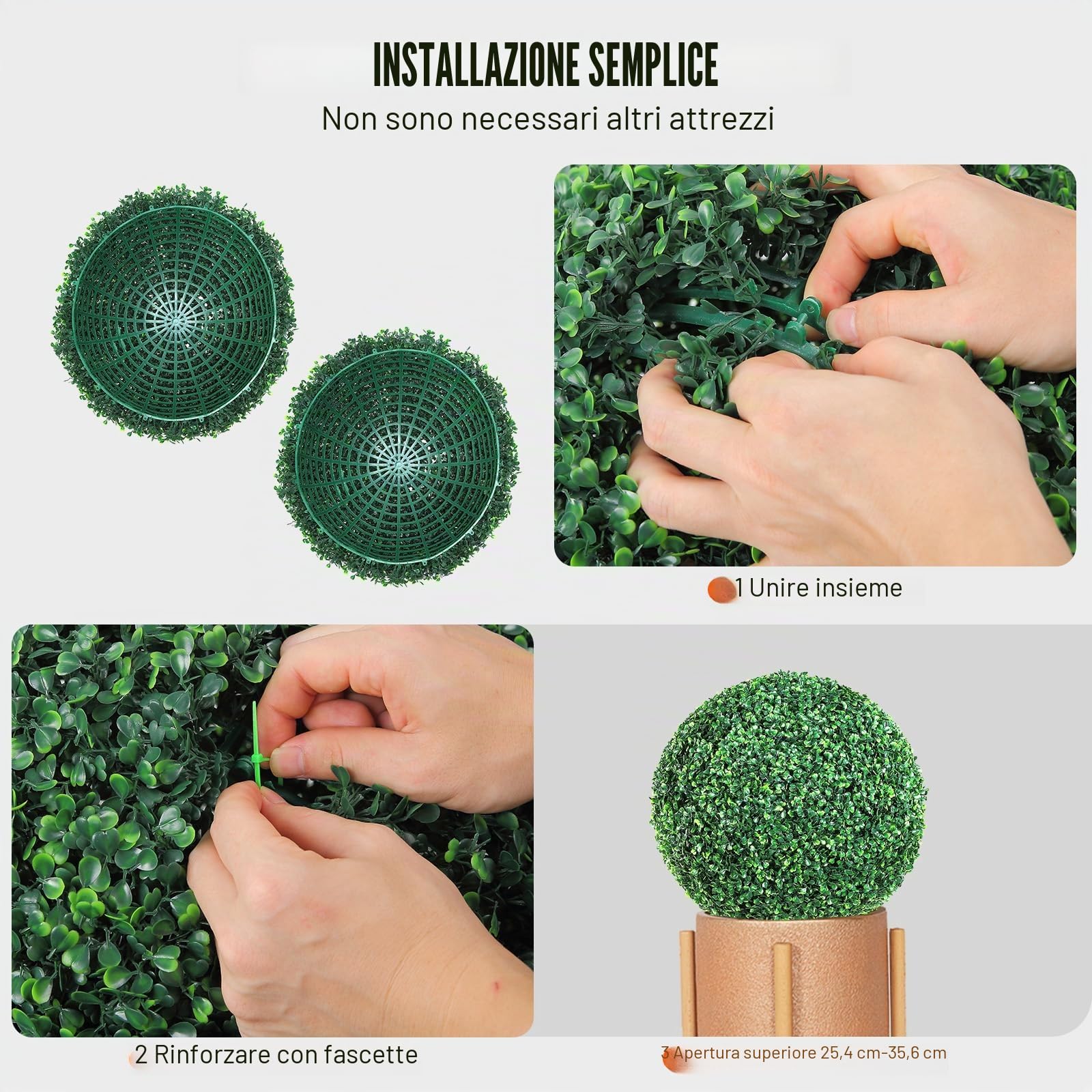 VEVOR Topiaria Artificiale in Legno di Bosso 406 mm Palla di Bosso Artificiale 2 Piante Finte in PE Foglie Intercambiabili Farfalle Decorative Decorazione Interni Giardino Terrazza Balcone Ingresso