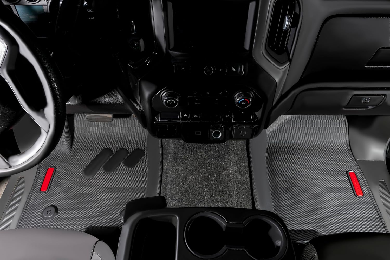 BaseLayer Floor Mats for Chevy Silverado/GMC Sierra 1500 (2019-2025), 2500/3500 HD (2020-2025) – Crew Cab Only – Made in USA – Premium All-Weather Mats – Front & Rear (Red Logo)