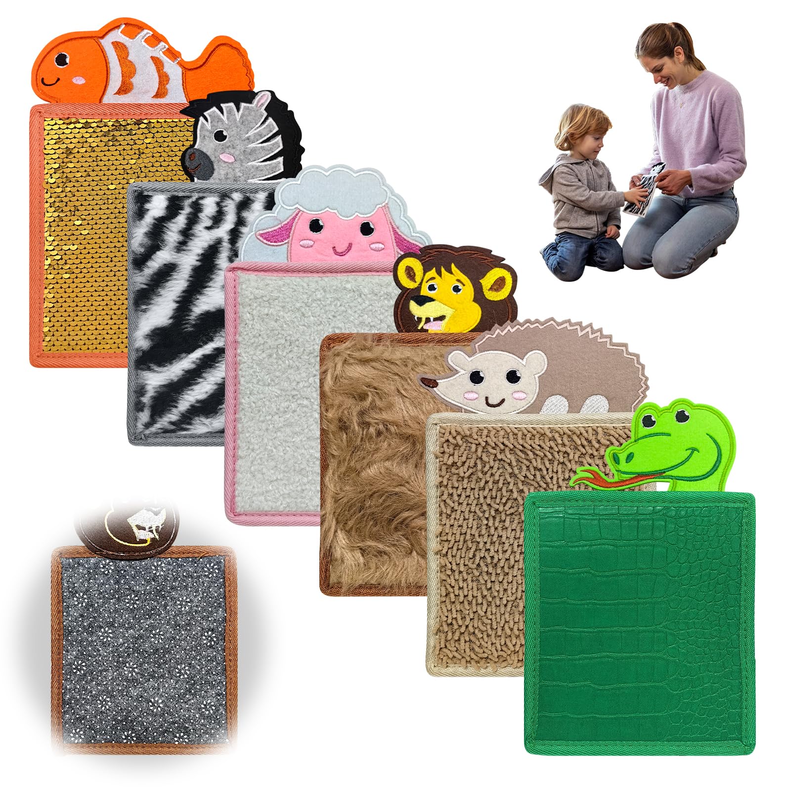 ALEENFOON Sensory Mats for Babies, Animal Sensory Floor Tiles for Kids, 6 Sensory Mats for Autistic Children, Early Sensory Exercise Sensory Tiles for Autistic Children Kids Baby Toddler