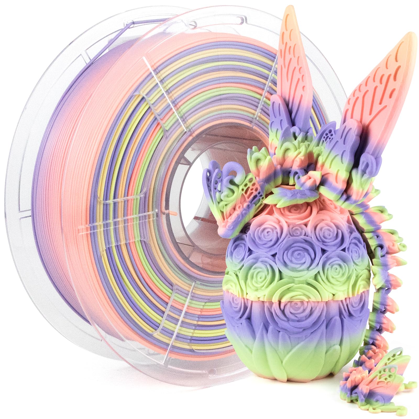iSANMATE High Speed Rainbow Filament, Fast Changing Color Rainbow PLA+ Filament 1.75mm Designed for High Speed 30-600mm/s, Fast Printing Speed PLA+ 3D Printing Filament, 1kg/Spool
