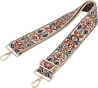 MIRIFRIGE Flower Purse Strap Replacement Embroidery Crossbody Wide Shoulder Strap Adjustable for Handbag Canvas Purse Extender Accessories Guitar (Gray Flowers)