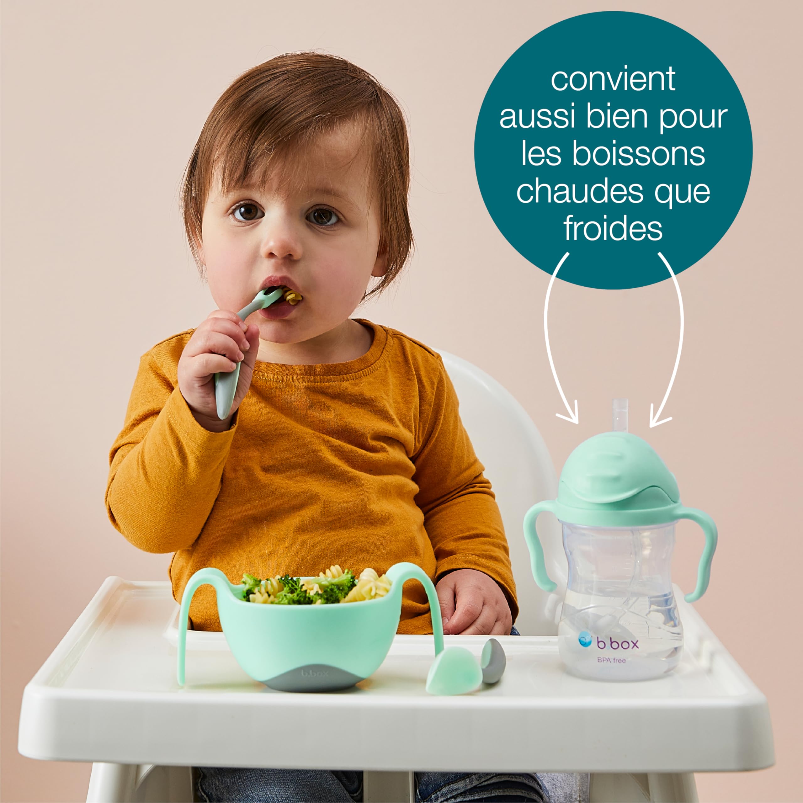 b.box Tasse d'Apprentissage Bébé | Pour Boire Quel que Soit l'Angle | Couvercle Rabattable, Gobelet avec Paille, Prise en Main Facile | Sans BPA, Passe au Lave-Vaisselle | Dès 6 Mois | 240 ml