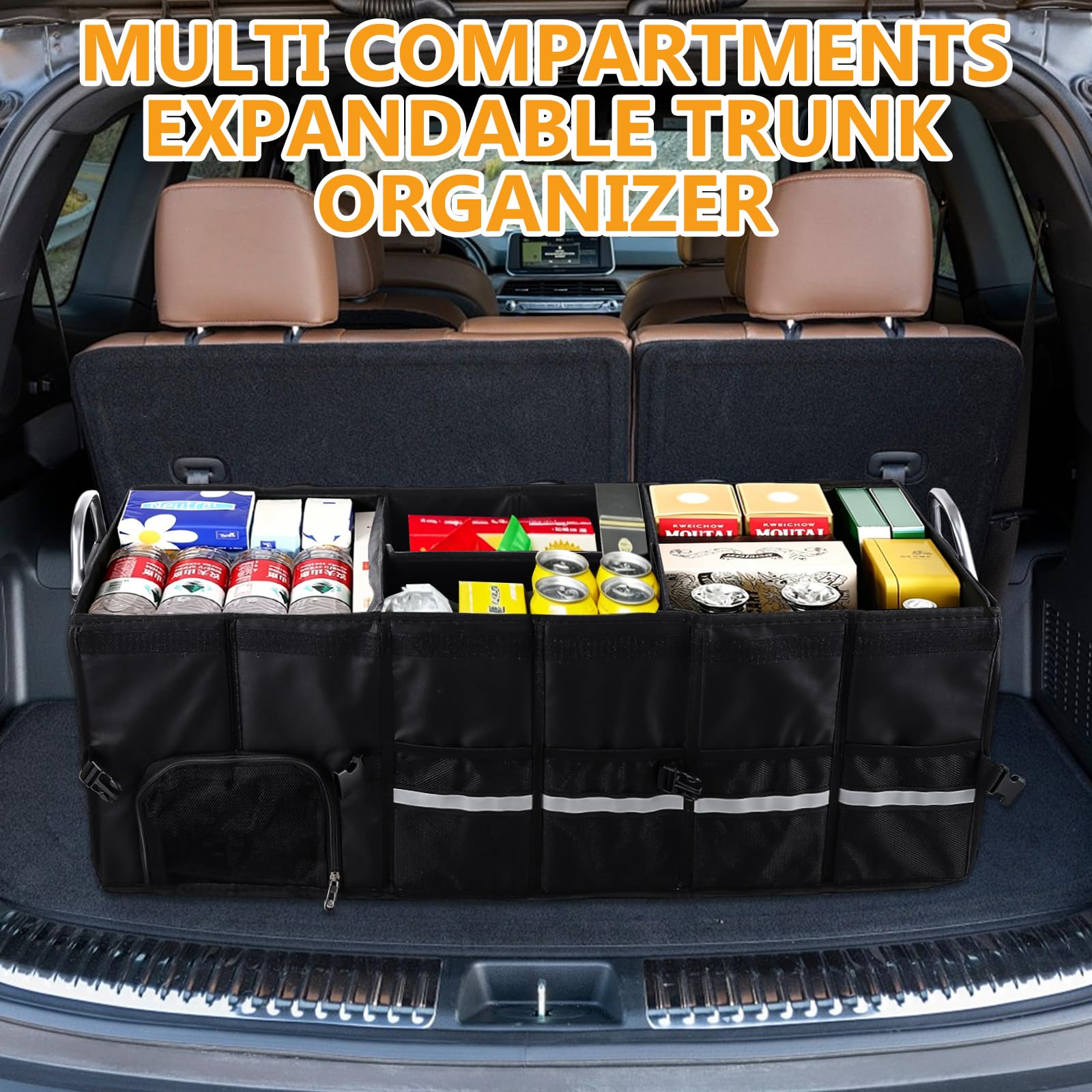Organizer pieghevole per bagagliaio, 90 x 35 x 30 cm