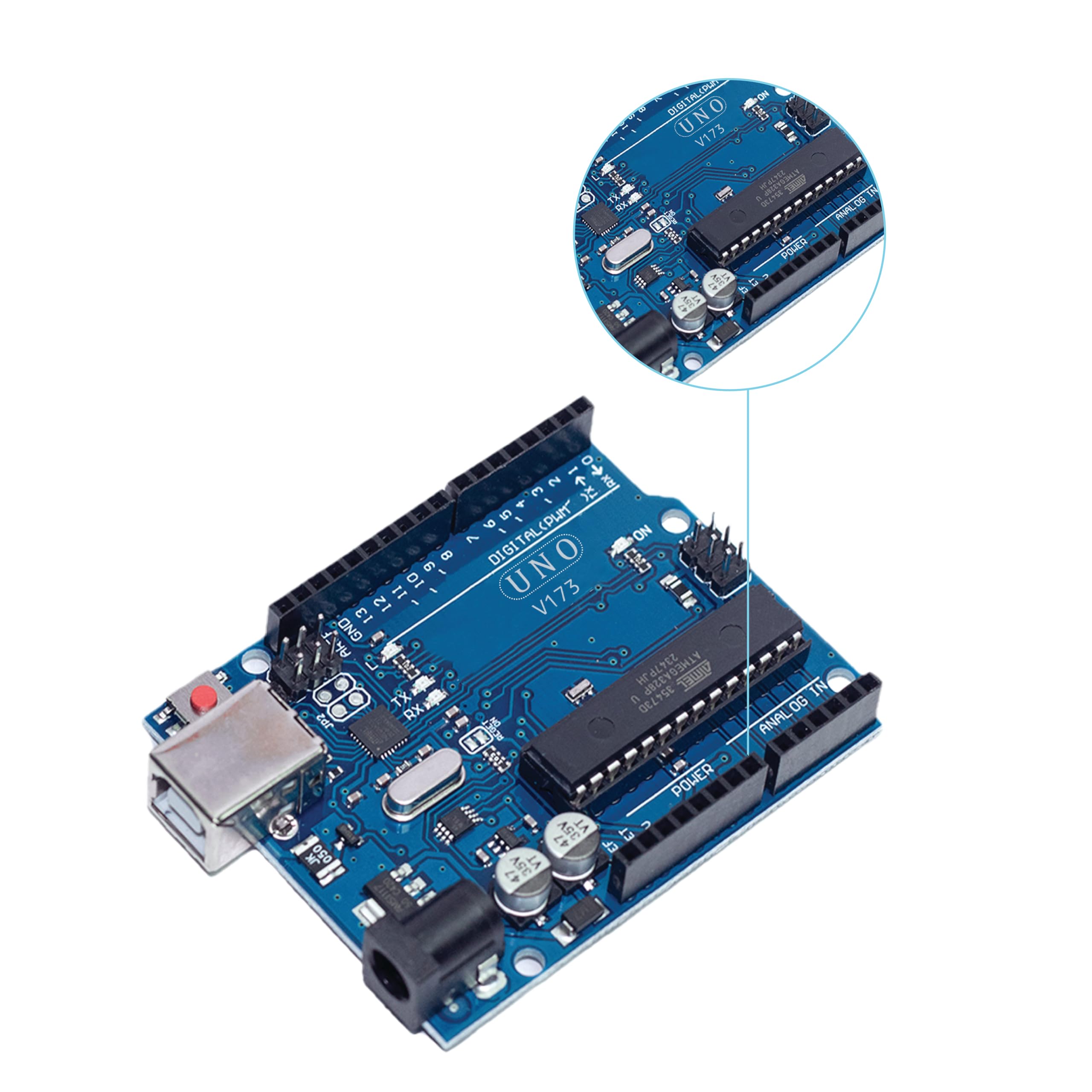Cirkitronix Uno R3 Board Compatible with Arduino | USB Cable Included | ATmega328P Microcontroller | DIY Robotics, STEM Learning & Electronics Projects - Image 6 thumbnail