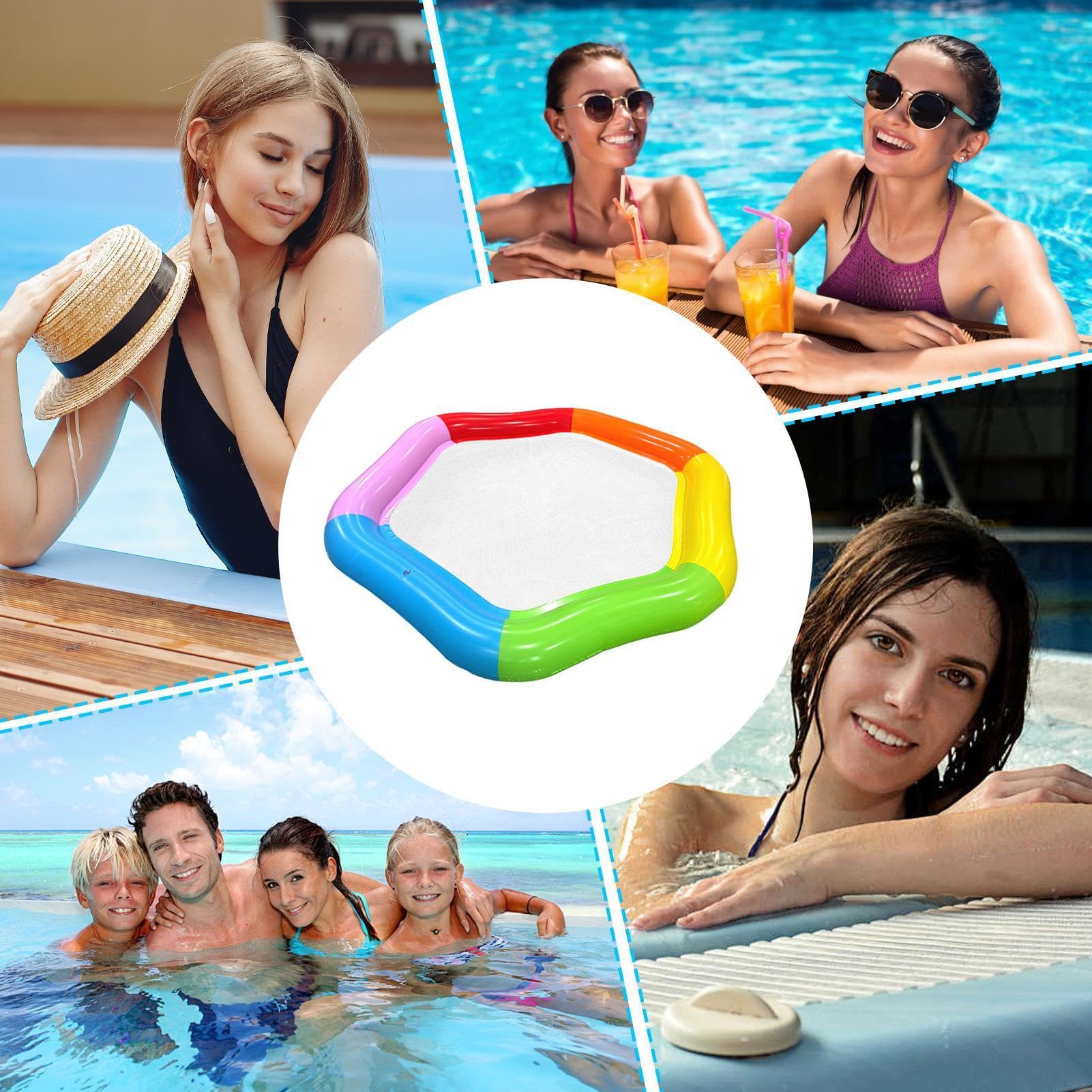 Aufblasbare Pool-Schwimmmatten - 177 x 157 cm Farbenfrohe Aufblasbare Sechseckige Matte - Pool-Schwimmbett | für See, Meer, Fluss, Camping, Indoor, Outdoor, draußen, im Freien, Frauen und Männer