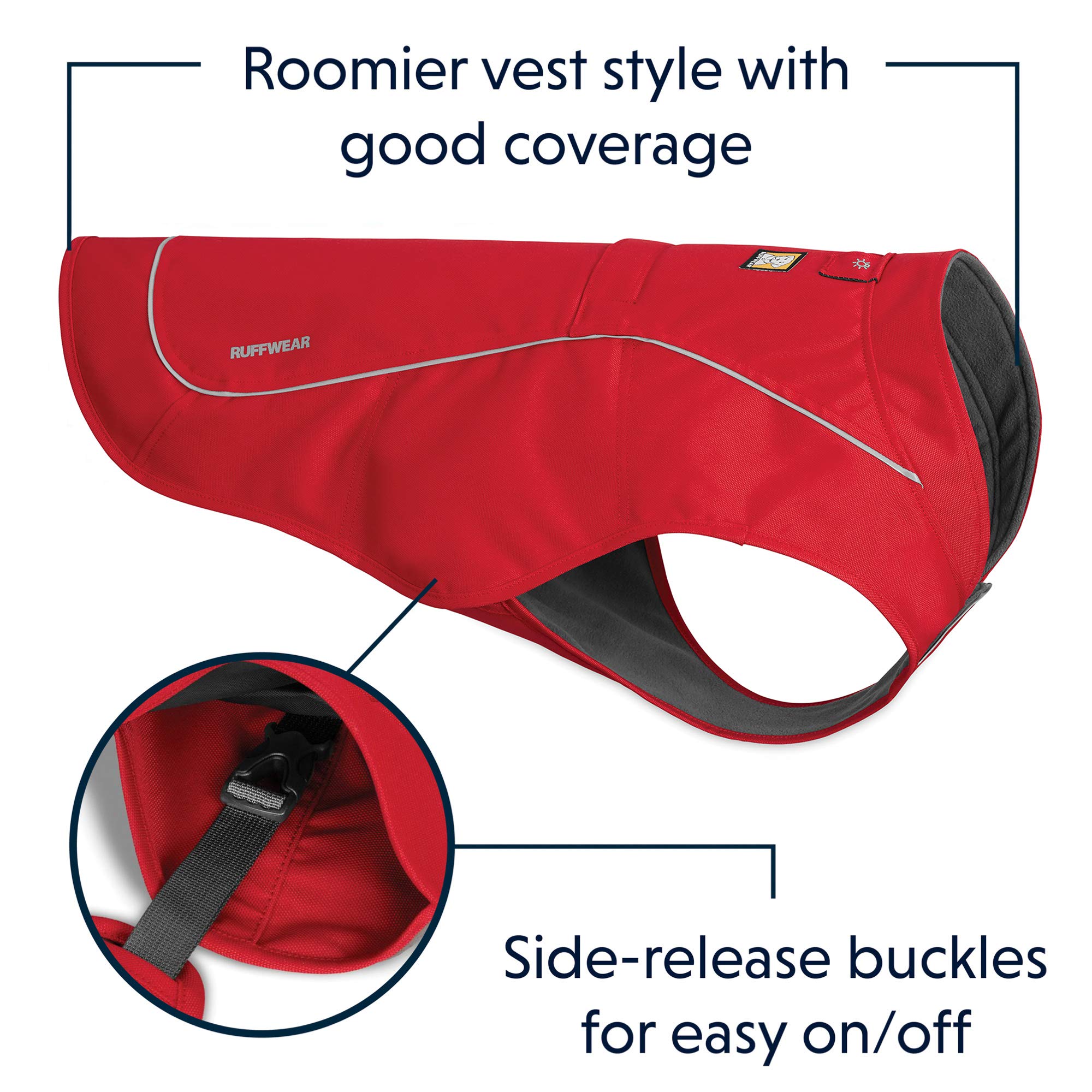 Ruffwear Veste résistante doublée polaire pour chien, Chiens mini, Taille: XXS, Rouge (Red Currant), Overcoat, 05203-615S2