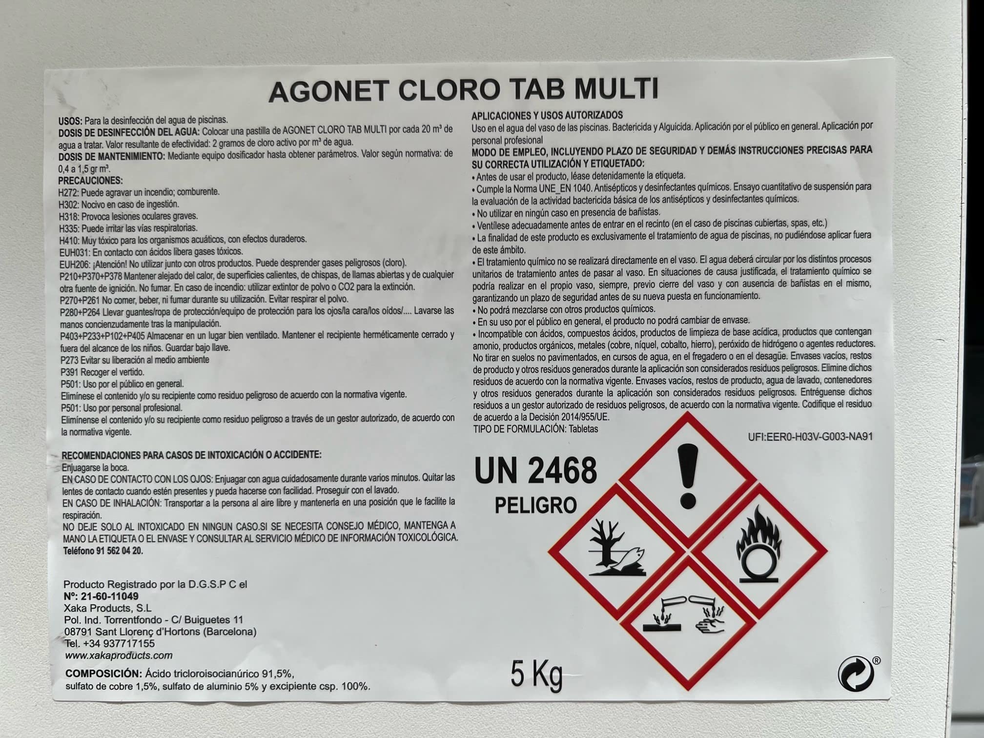 Cloro 10 acciones | Mantenimiento de Piscina | Tratamiento Multiacción | Formato 5 kg | POOLiberica