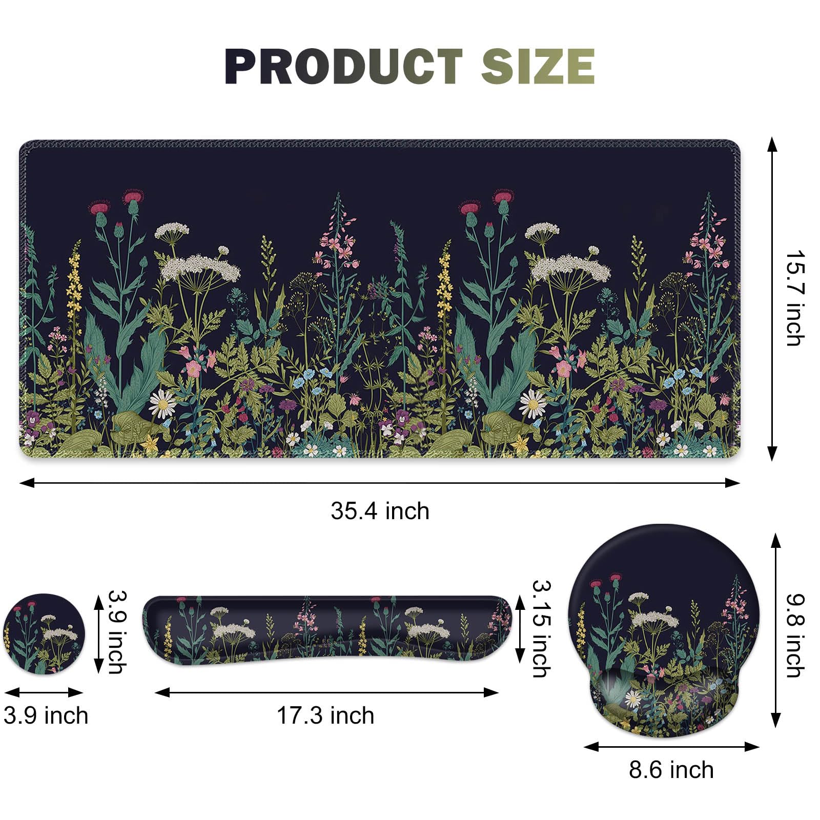 ToLuLu Tappetino da scrivania, grande tappetino per mouse XXL con supporto per il polso, tappetino per mouse 4 in 1, tappetino per mouse ergonomico con poggiapolsi + poggiapolsi per tastiera,