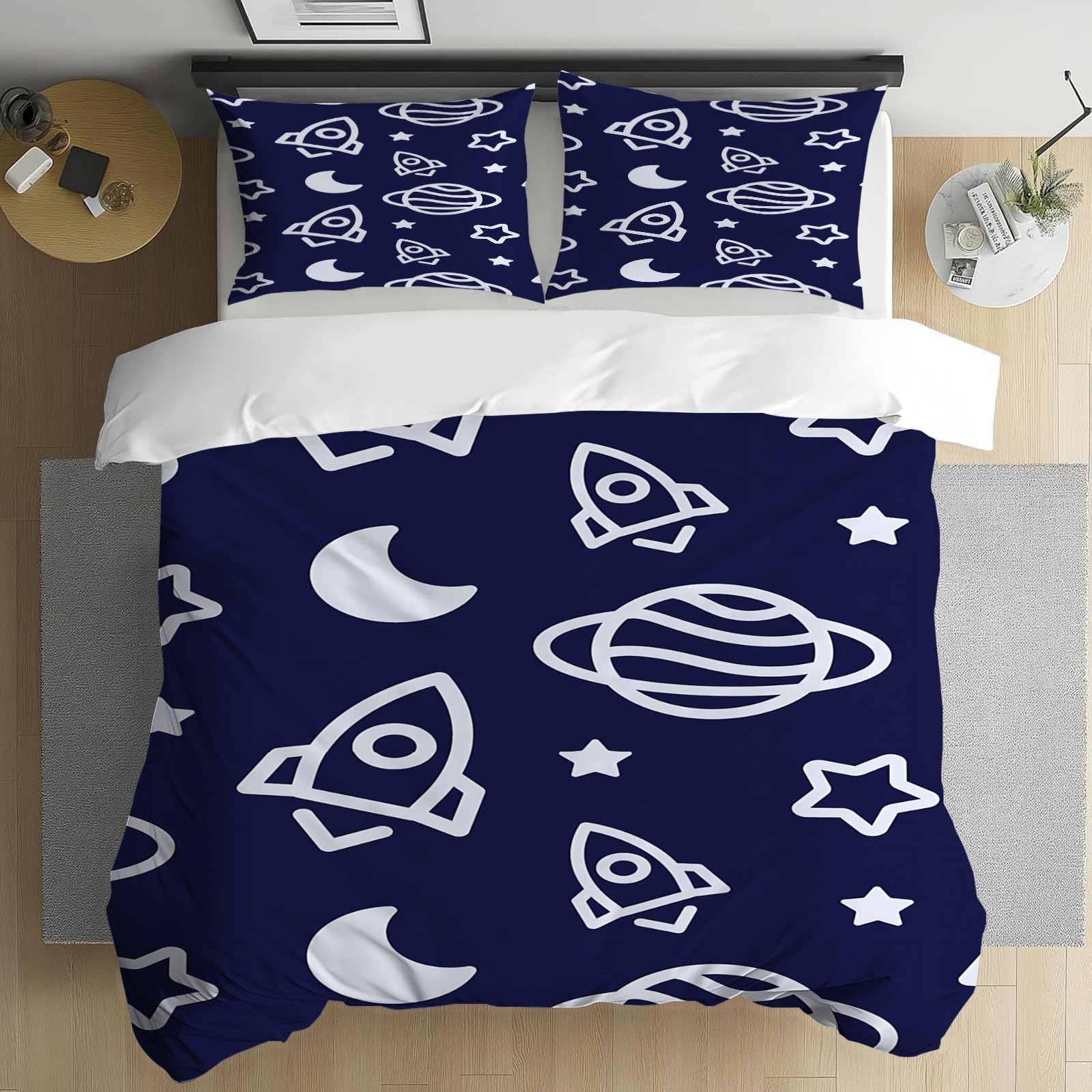 Housse de couette 220x240 étoiles et planètes en microfibre AQ#41