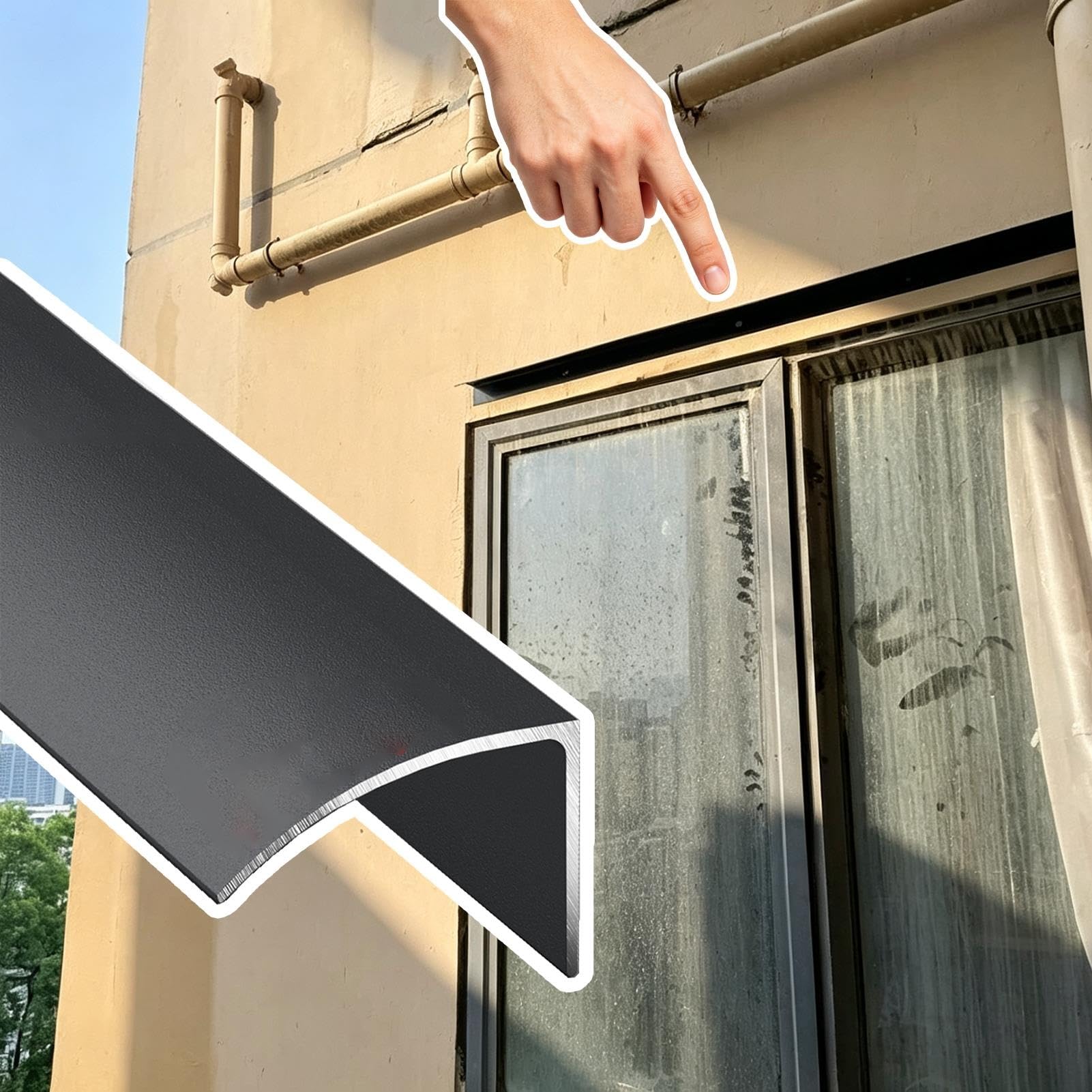 Vierteaguas Muro Exterior Deflectores Lluvia para Ventanas con Diseño Curvo