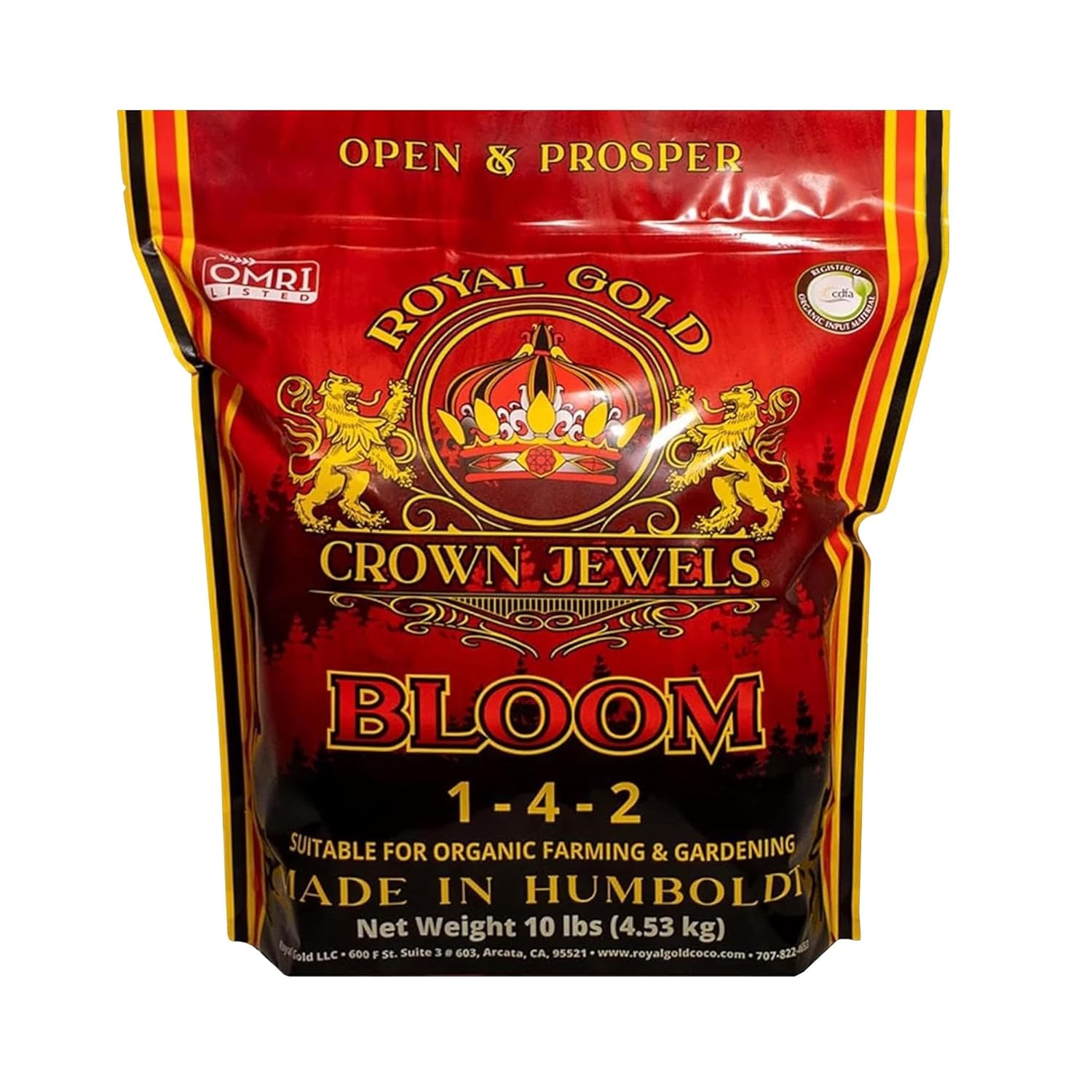 Royal Gold Crown Jewels Organic Bloom 1-4-2 Dry Soluble Fertilizer, 40 lbs - for Feeding Flowering Crops to Produce Vigorous Blossoms and Optimal Plant Development