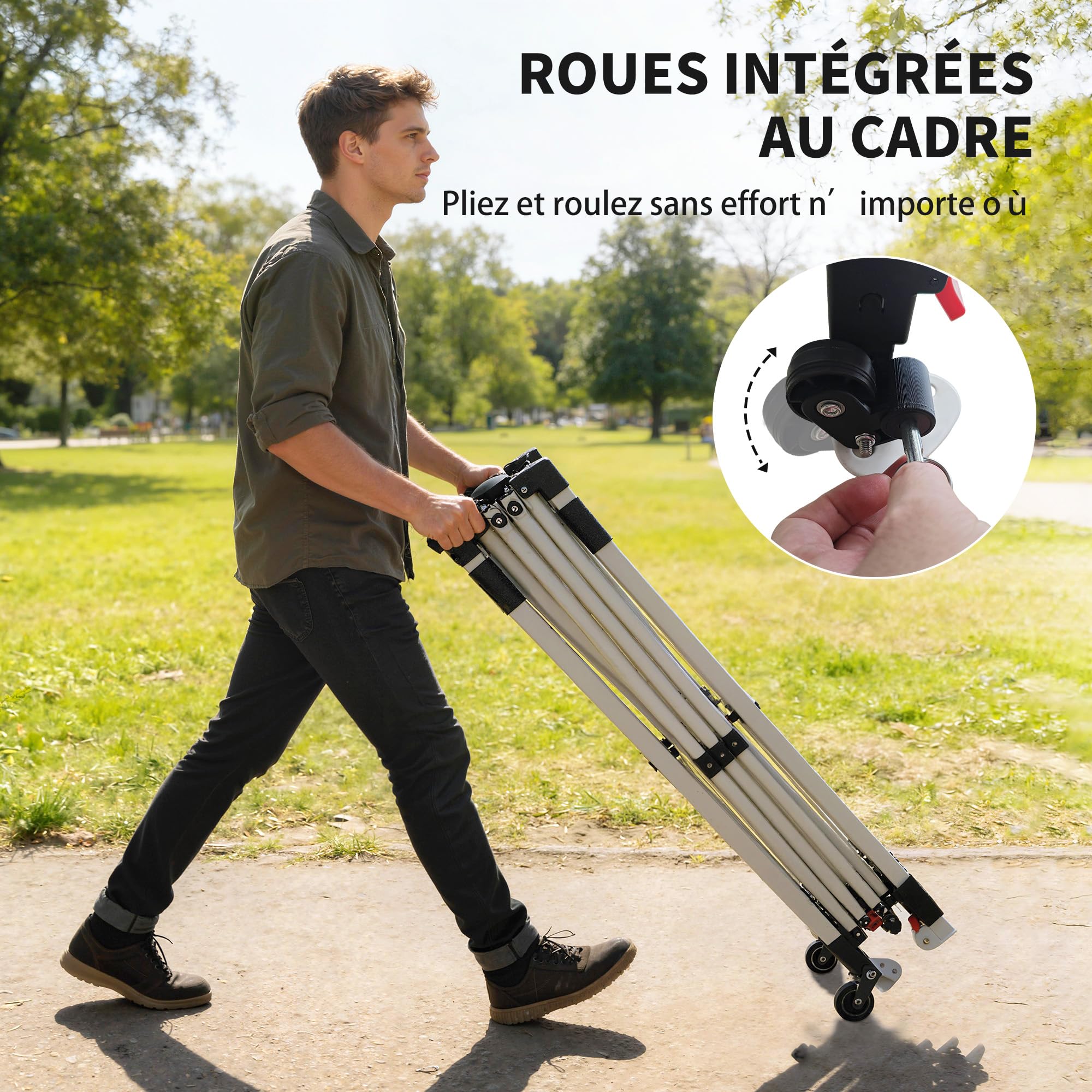 Outsunny Tonnelle de Jardin Exterieur 3x3m, tonnelle Pliante Pop-up avec Roues, Protection Solaire UPF50+, 4 Sacs de Sable, Hauteur réglable, Sac de Transport, Blanc